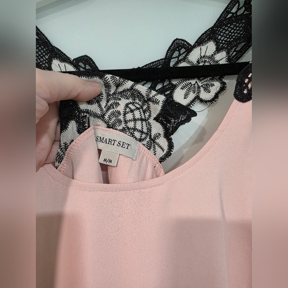 Smart Set Lace Trim Pink Top - Picture 10 of 16